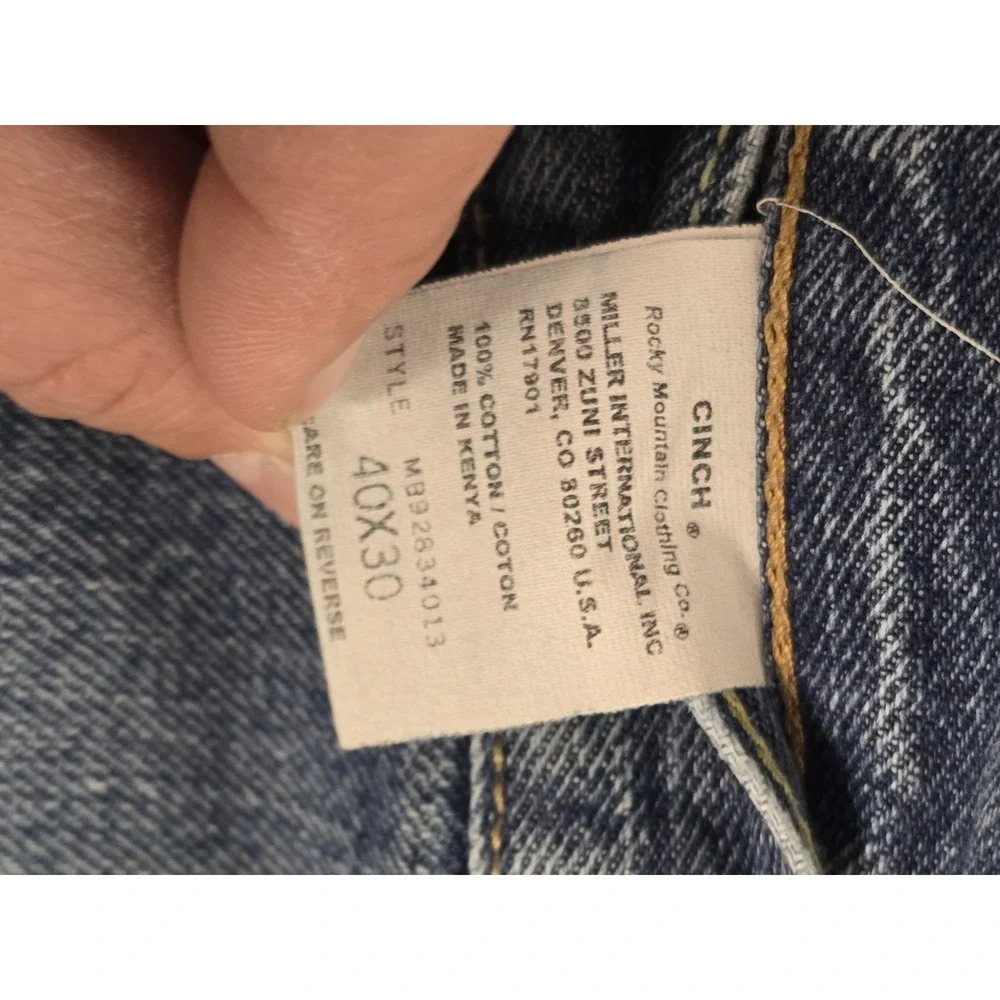 Cinch Mens Blue Denim Jeans Straight Leg Medium Wash Western Workwear 40x30